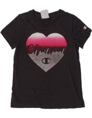 Champion Mädchen Grafik T-Shirt Oberteil 7-8 Jahre Small schwarz BL36