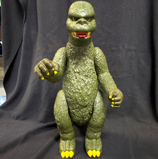 Vintage 1977 Godzilla Green Vinyl Figure Tongue Action Yellow Claws Red