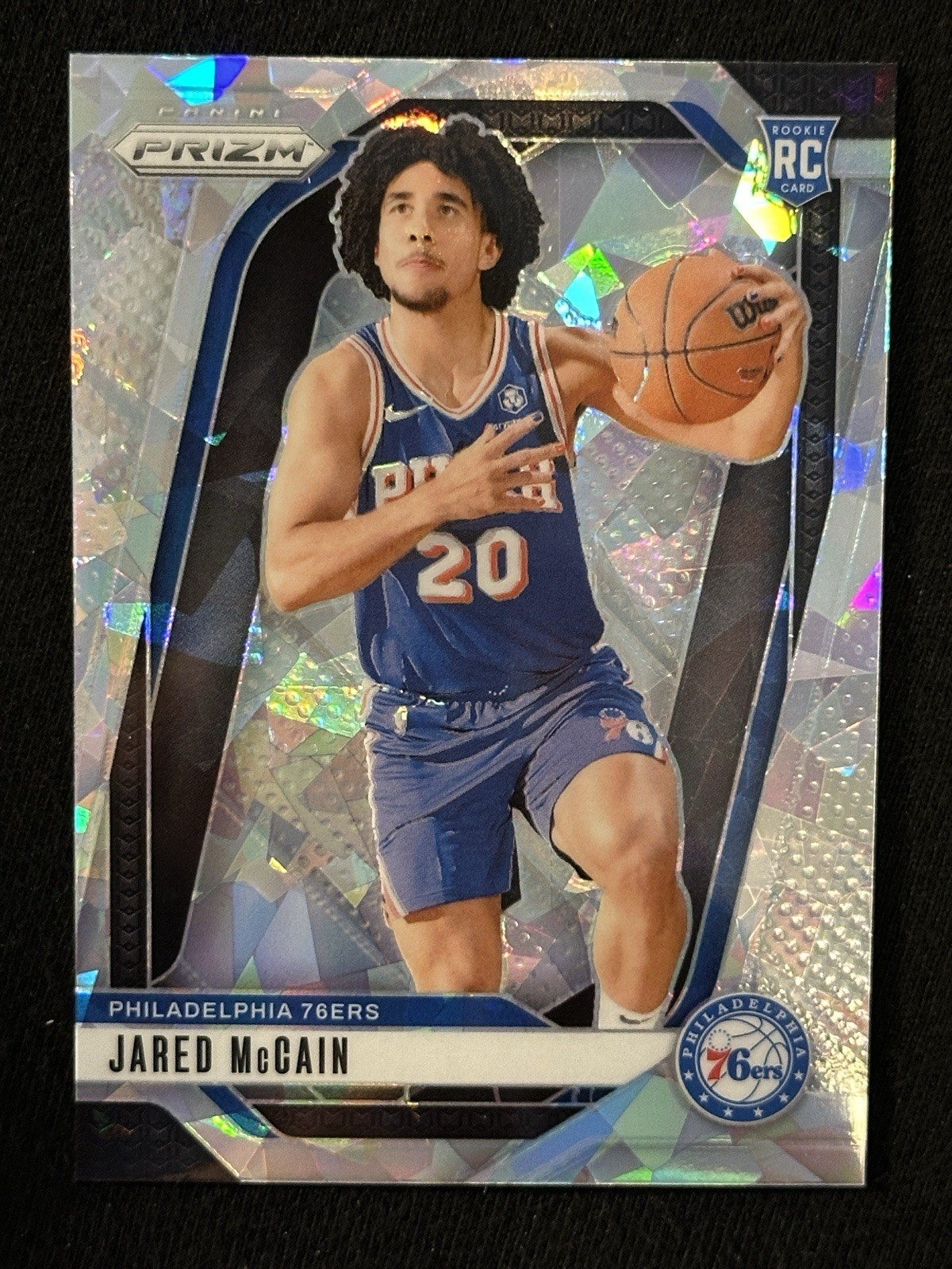 2024-25 Panini Prizm Jared McCain RC Silver Cracked Ice #222 Philadelphia 76ers