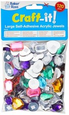 Baker Ross EK632 Large Self Adhesive Acrylic Gems (Pack of 120) Multicoloured