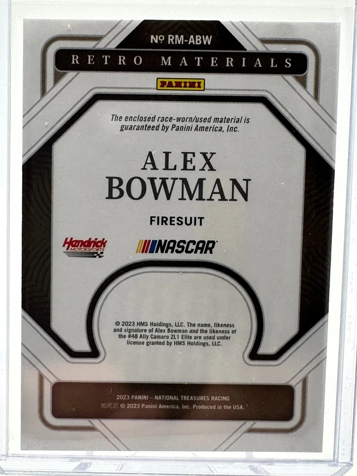 2023 Panini National Treasures Retro Materials Alex Bowman #RM-ABW Firesuits /99 - Image 2 of 2