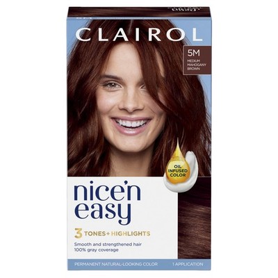 Nice'n Easy Permanent Hair Color, 5M Medium Mahogany Brown, 1 Application