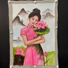 Chinese Hand Painted Canvas Oil Painting Beautiful Woman By Leng Jun 冷军 20705