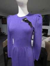 Sexy Vtg KNIT Wiggle sweater Wellmore M 70 80s midi puff sleeve Dress rockabilly