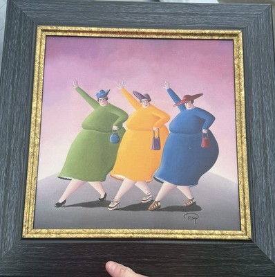 Three colorful, robust, full figured women by French artist Nicole Avezard. Fat 