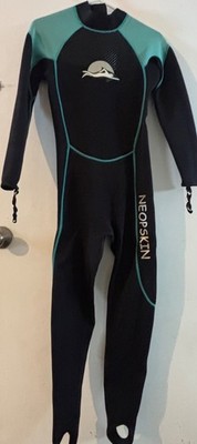 NeopSkin Scuba Skiing Wetsuit Womens Neoprene Wet Suit S Black with Aqua
