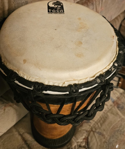 Toca Djembe Drum Handmade Leather Handcarved Wood Percussion Instrument