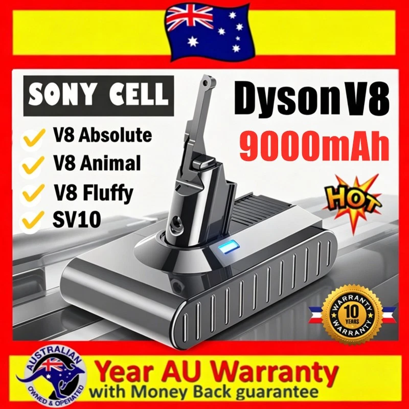 9000mAh Sony Cell Battery For Dyson V8 Absolute V8 Animal Fluffy SV10 Motorhead