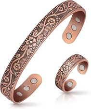 Copper Bracelet  Ring for Women, Magnetic Bracelets and Ring with 3500 Gauss