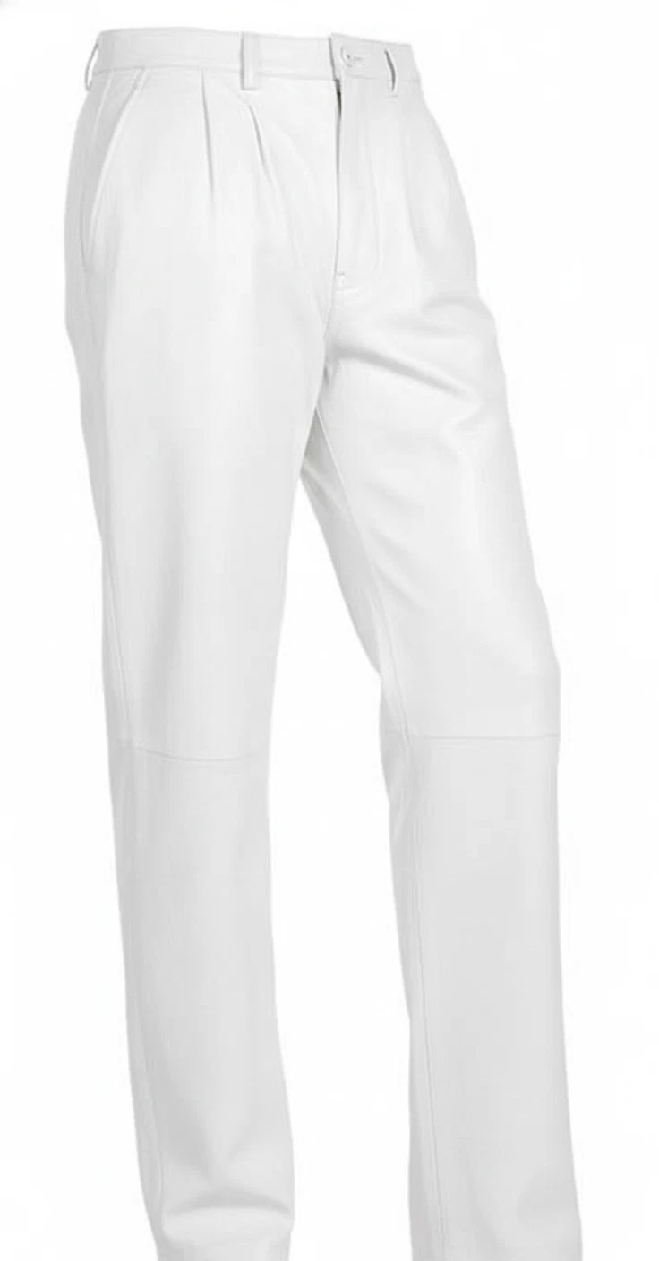 Men's White Leather Pant Genuine Lambskin Leather Pant Jeans Style Leather Pant