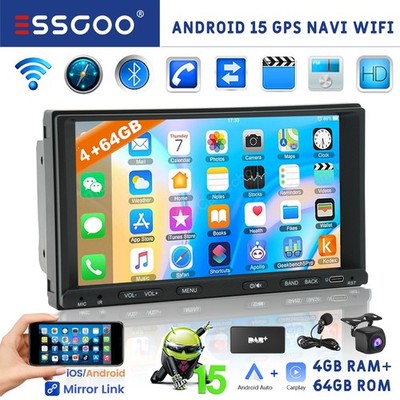 2DIN DAB 4+64G Autoradio Android15 Wireless Carplay GPS NAVI Touchscreen USB RDS