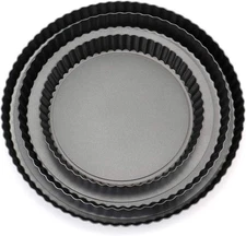 Tart Pans with Removable Bottom Set of 3 8 inch 10 inch 12 inch Round Non stick