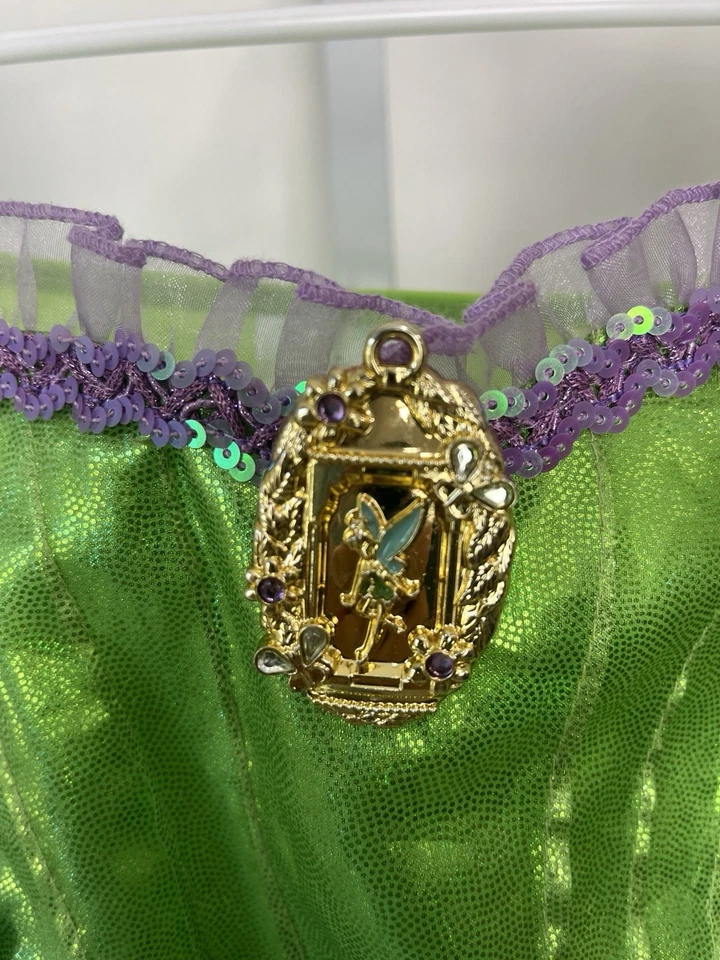 Disneyland Tinkerbell Costume Green Tulle Dress Light Up Wings Crown - Size 9/10 - Image 3 of 4