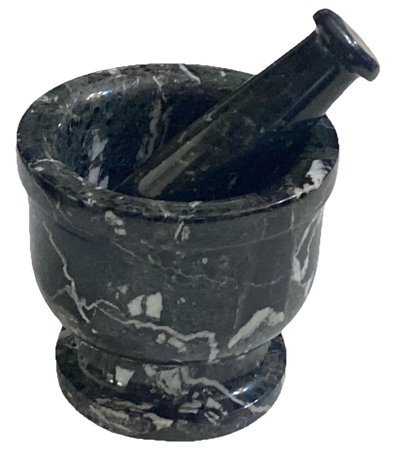 6” Black Mortar & Pestle Marble / Onyx Large 7.13 pounds