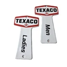 Vintage Texaco Gasoline Signs - Two Rest Rooms Men Women Key Gas Porcelain Sign