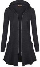 Womens Zip Up Long Hoodie Jacket Lightweight Tunic Sweatshirt
