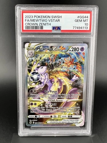2023 POKEMON SWORD & SHIELD CROWN ZENITH #GG44 FULL ART/MEWTWO VSTAR PSA 10