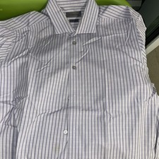 Calvin Klein Purple Striped Long-Sleeved Dress Shirt - Men  s Size 16 / 32/33