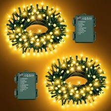 Christmas Lights Outdoor Battery Operated String Lights Total 100LED 33Ft with T