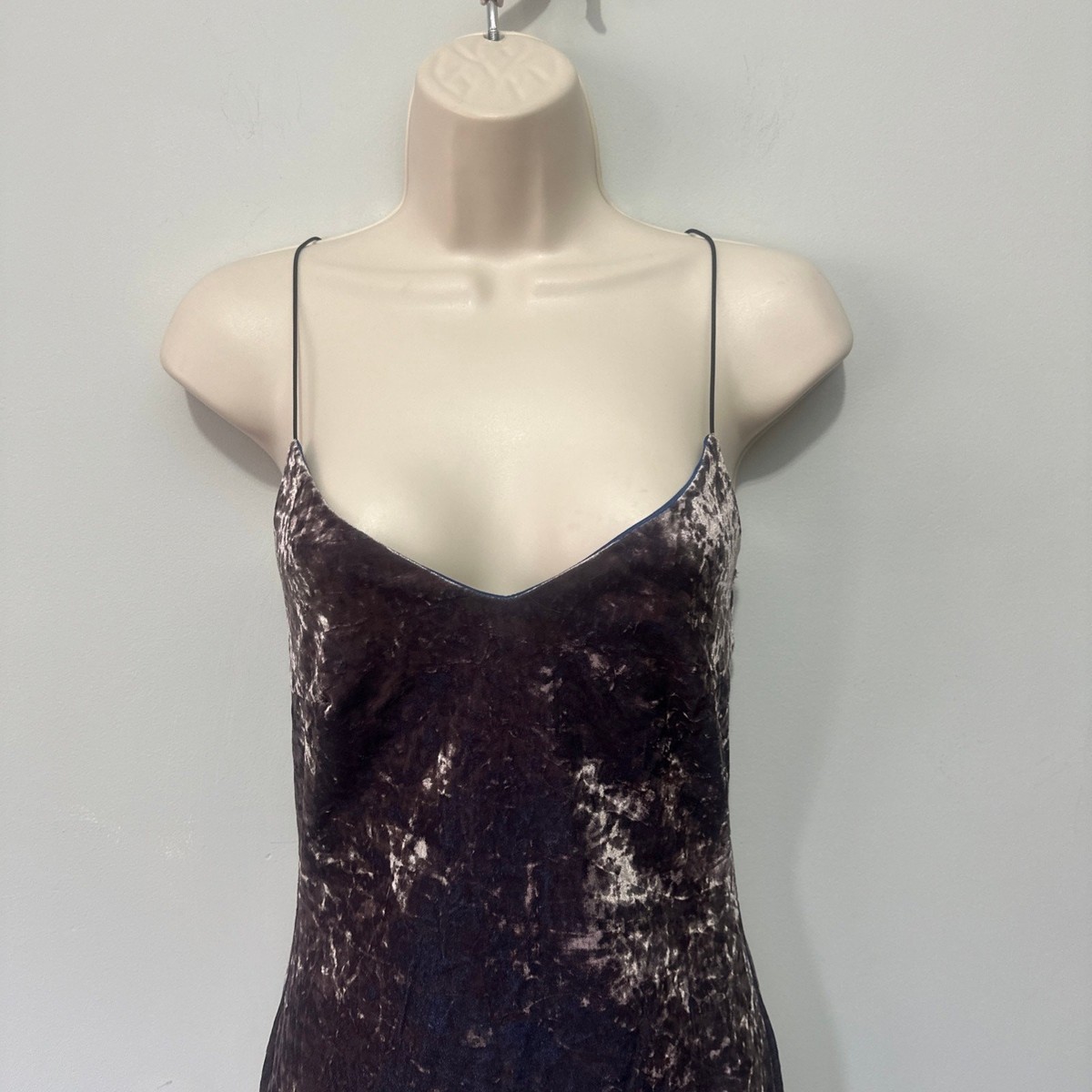 Vintage Charlotte Russe Dress Small Gray Crushed Velvet Midi Y2K Grunge  Coquette
