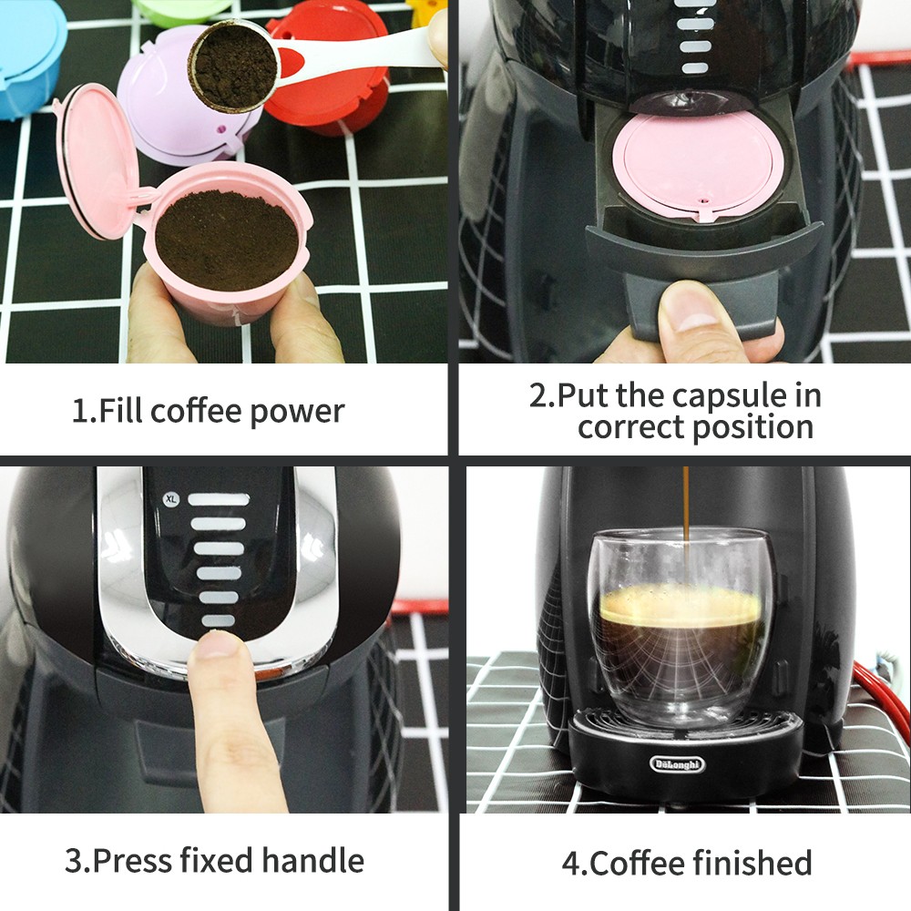 PP Fillable Coffee Capsules Reusable Coffee Capsule Cup Filter Set Compatible Wi