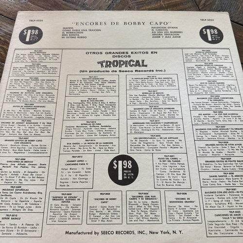 BOBBY CAPO - ENCORES / Tropical/ Seeco Lp TRLP-5034 / Latin - Picture 2 of 4
