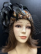Vintage Feather Fascinator Hat Peachfelt Cocktail Formal Headpiece 100 Wool