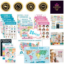 20 Vibrant Laminated Educational Posters for Toddlers 1-3 - Interactive Learning