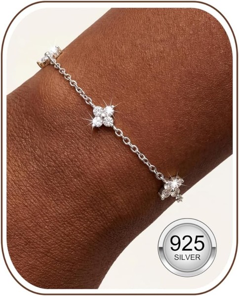 Silber Armband 925 Hypoallergen Einstellbar Gold Damen MäDchen Geburtstag-image
