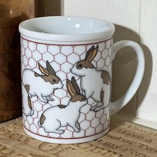 Vintage White Ceramic Mug-Rabbit Pattern-Chicken Wire-9 cm High-FREE UK POSTAGE 9.99 per metre