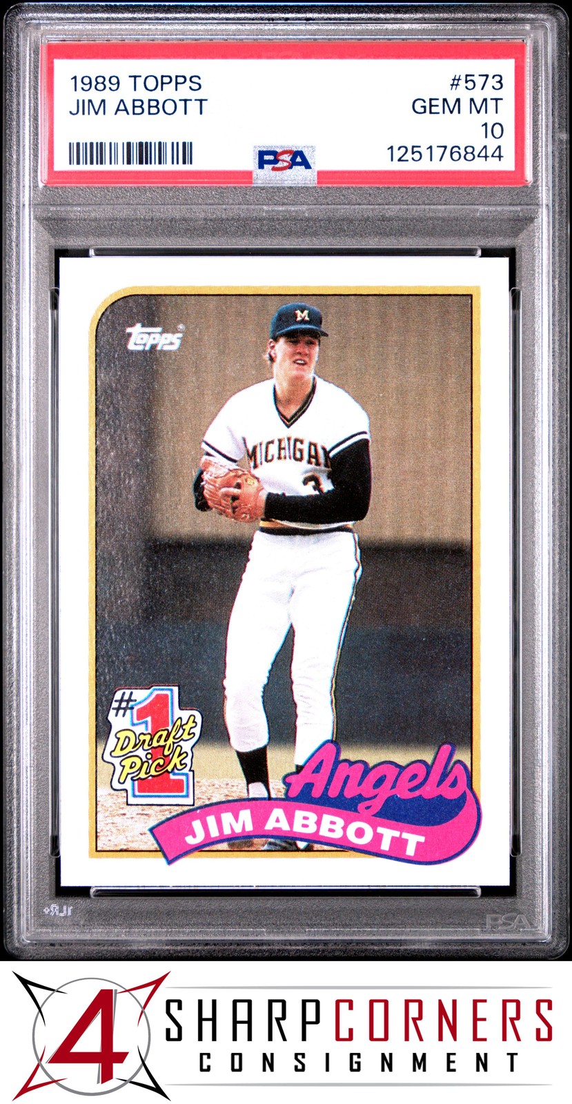 1989 TOPPS #573 JIM ABBOTT RC ANGELS PSA 10