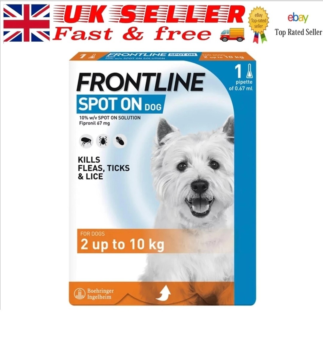 Frontline Spot On for Dogs 1 Pipette 2-10kg