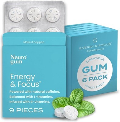Neuro Energy & Focus Gum Peppermint Zero Sugar Vegan 6 Pack