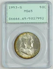 1953-S 50c Franklin Silver Half Dollar PCGS MS65 Generation 1.2 Rattler C4677