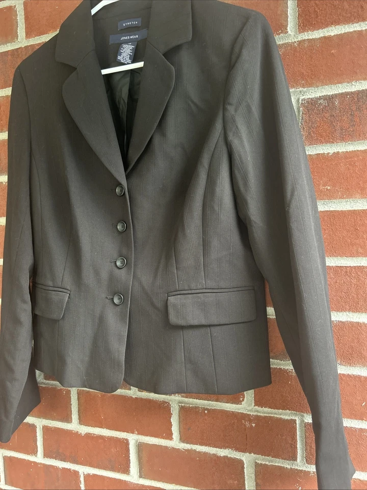 Chaqueta de vestir Blazer negra elástica Jones Wear para mujer talla 10 con 4 botones y 2 Foto 2 de 4