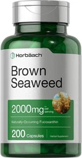 Brown Seaweed Capsules 2000mg | 200 Count | Fucoxanthin Supplement | by Horbaach