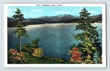 Postcard Washington Newman Lake WA Landscape 1940s Unposted Linen