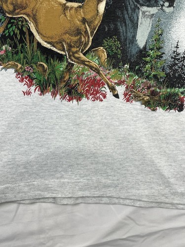 Vintage Fruit of the Loom T Shirt Mens S Made USA Single Stitch Buck Forest 1993 - Picture 4 of 10