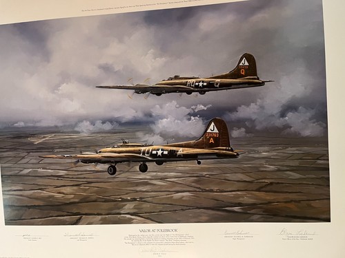 David P. Poole "Valor at Polebrook" Print Signed By Crew , Pilot and Artist - Picture 1 of 8