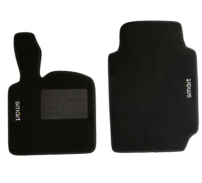 Set Tappetini In Velluto Per Smart EQ Fortwo Elektro (dal 2017) - 2 Pezzi Anteriori, Con Battitacco E Fissaggi, Antiscivolo, 1300 G/m²