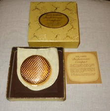 Merle Norman Golden Basketweave Cosmetic Compact w/Box New