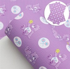 Care Bear FAUX LEATHER SHEET 8" X 12" 1080752 Purple Bear LITCHI TEXTURE
