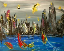 MOON LIGHT Original Oil PAINTING CITYSCAPE  Abstract Modern  53D6736