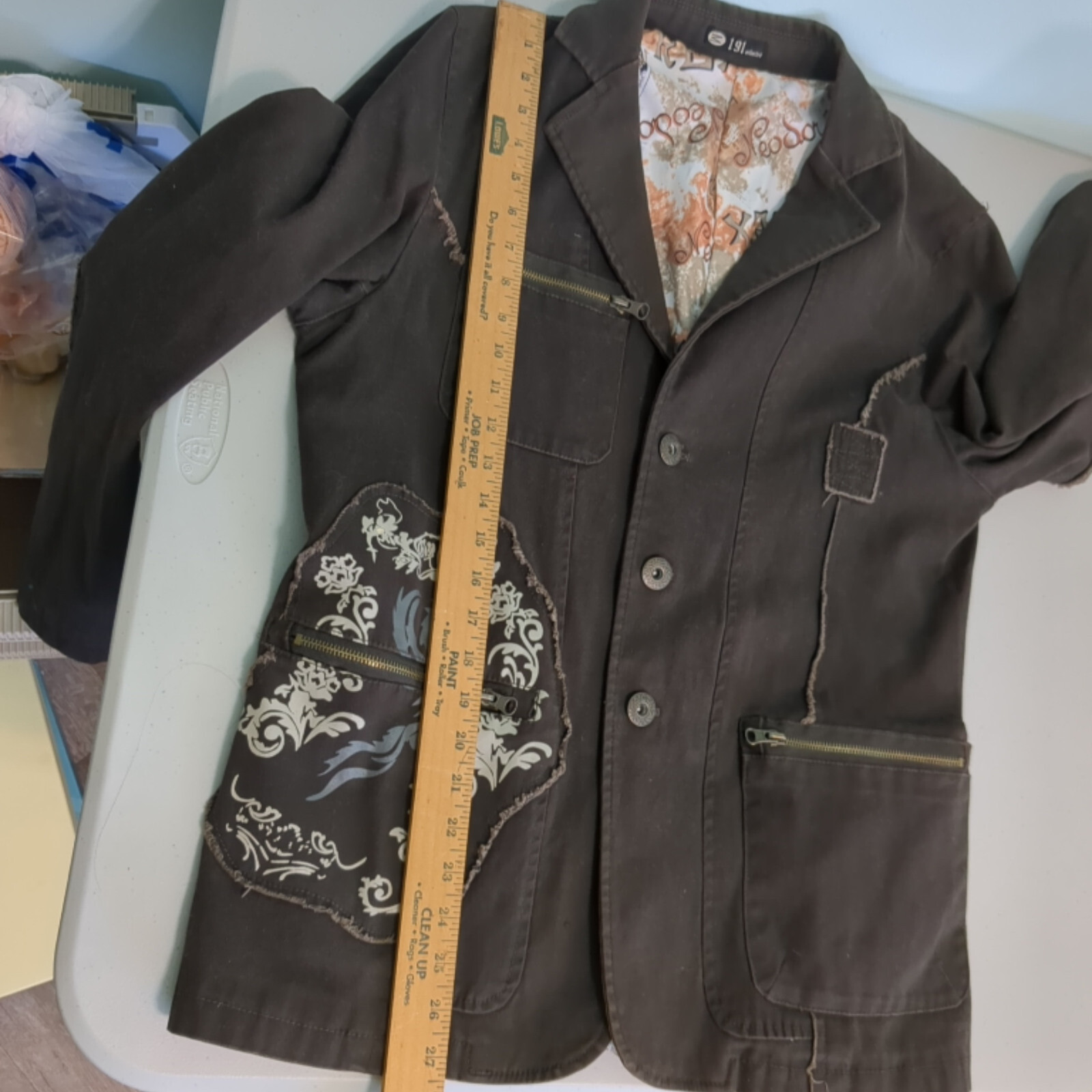 191 Unlimited medium jacket patchwork blazer stea… - image 4