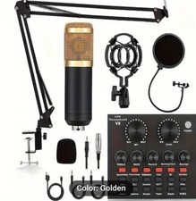Podcast Equipment Bundle BM-800 Microphone with v8 Sound Card Condenser Studio