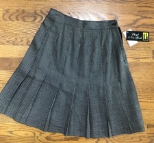 NWT Vintage LLOYD NEW YORK Black  White Pleated Check Skirt Size 6