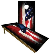 American Flag USA Patriot CORNHOLE BEANBAG TOSS GAME w Bags Game Boards Set