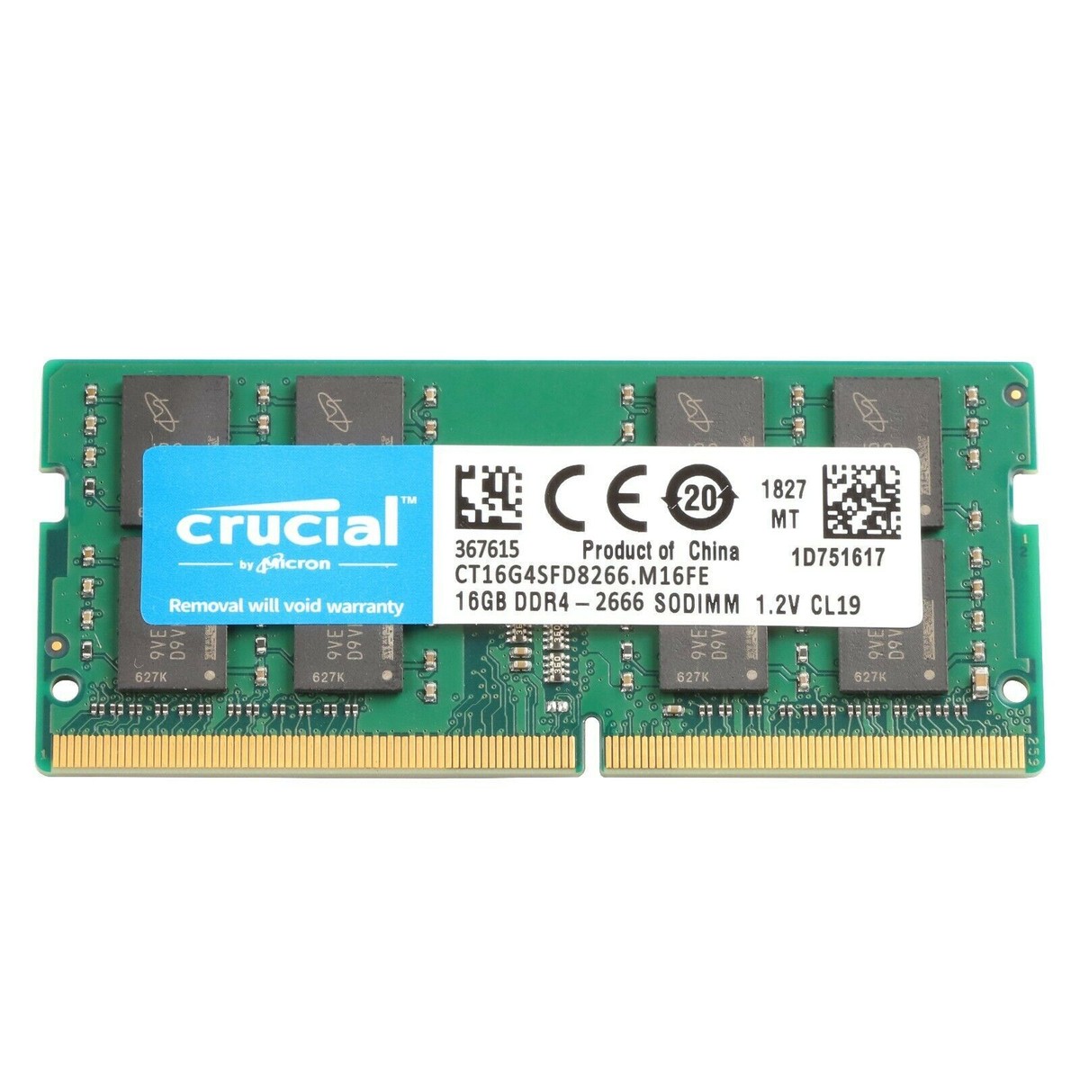 Crucial 16GB 2666MHz DDR4 SODIMM PC4-21300 1.2V 2RX8 Memory Crucial 16GB 2666MHz DDR4 SODIMM PC4-21300 1.2V 2RX8 Memory