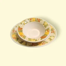 Vernon Ware By Metlox Della Robia Poppy Trail Made In CA Platter & Soup Bowl Lot