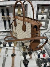 MICHAEL KORS MERCER MEDIUM HANDBAG SATCHEL MK SIGNATURE CROSSBODY BAG MK VANILLA